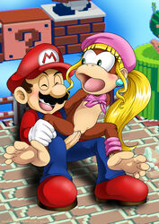 2012 ape bare_shoulders barefoot bbmbbf blonde_hair blush brown_hair closed_eyes clothes crossover cum cum_in_pussy cum_inside dixie_kong donkey_kong_(series) duo female flora_fauna goomba green_eyes hair hat human interspecies jewelry long_hair male mammal mario mario_(series) nintendo open_mouth orgasm penetration penis piranha_plant plant ponytail primate sex sitting soles straight super_mario_bros. super_mario_bros._(nes) tied_hair toes vaginal_penetration warp_pipe