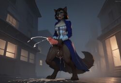 ai_generated bioshock bioshock_infinite clothed clothing cum cum_on_balls cumming dalan063 elizabeth_comstock furry futanari masturbation partially_clothed transformation werewolf wolf_ears wolf_girl wolf_tail