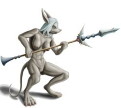 absurd_res breasts burmecian female final_fantasy final_fantasy_ix freya_crescent hi_res lance mammal melee_weapon muscular nipples nude polearm pussy rat rodent sacrificabominat spear video_games weapon