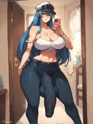 ai_generated akame_ga_kill! bulge_through_clothing esdeath_(akame_ga_kill!) futanari grapesss light-skinned_futanari