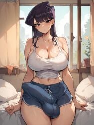 ai_generated bulge_through_clothing futanari grapesss komi-san_wa_komyushou_desu komi_shouko light-skinned_futanari