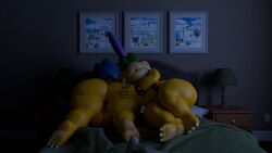 16:9 ass balls big_balls big_butt duo genitals head_on_butt hi_res koopaling larry_koopa ludwig_von_koopa male male/male mario_bros night nintendo sleeping stronberry thick_thighs widescreen