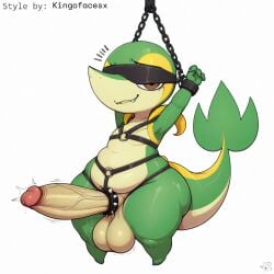 1:1 accessory ai_generated anthro balls big_balls big_penis bodily_fluids bondage bound chains cock_ring cuff_(restraint) erection foreskin generation_5_pokemon genital_fluids genitals harness hellsonger hi_res huge_balls huge_cock humanoid_genitalia humanoid_penis jewelry leather_harness long_penis looking_at_viewer male male_only nintendo non-mammal_balls penis penis_accessory penis_jewelry pokemon pokemon_(species) precum precum_string reptile retracted_foreskin scalie short_stack simple_background slightly_chubby snivy solo teapot_(body_type) testicle_cuff thick_penis thick_thighs vein veiny_penis white_background