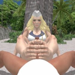 3d_animation barefoot beach beach_background feet feet_focus feet_on_penis female footjob footjob_pov kolin_(street_fighter) mlgdoe nude nude_male oc receiving_footjob_pov sand soles swimsuit toes toes_on_penis toes_scrunch xnalara