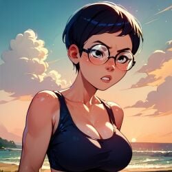 1girls ai_generated angry bare_arms beach beach_background big_breasts black_sports_bra breasts breasts carmen_sandiego_(2019) carmen_sandiego_(franchise) clothing crop_top curvaceous curvaceous_female curvaceous_figure curvy curvy_figure exposed_shoulders female female female_focus female_only glasses julia_argent julia_argent_(carmen_sandiego) large_breasts ocean outdoors outside short_hair solo solo_female solo_focus sports_bra sportswear zupern0va_(manipper)