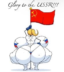 1girls 2025 ass_focus backboob big_ass big_breasts bikini blonde_hair blonde_hair dr._vinschpinsilstein henry_stickmin_(game) huge_ass huge_breasts russian russian_girl small_bikini solo solo_female soviet_flag soviet_union tagme throwing_it_back turning_back twerk twerking varix