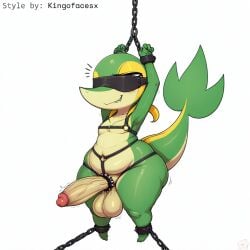 1:1 ai_generated anthro balls big_balls big_penis bodily_fluids bondage bondage bound chained chains cock_ring cuff_(restraint) erection foreskin generation_5_pokemon genitals gynomorph harness hellsonger hi_res humanoid_genitalia humanoid_penis male navel nintendo non-mammal_balls penis penis_accessory penis_jewelry pokemon pokemon_(species) precum reptile restraints scalie shackles short_stack simple_background slightly_chubby smile snivy solo submissive suspension thick_thighs vein veiny_penis