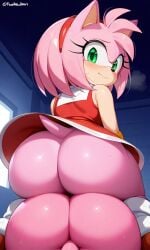 2girls ai_generated amy_rose ass ass_focus ass_on_ass ass_stack ass_tower clone pixai sonic_(series) sonic_the_hedgehog_(series)