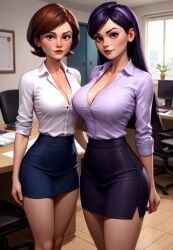 2girls adult_and_teenager age_difference ai_generated animated brown_hair civitai cleavage couple disney helen_parr incest kissing light-skinned_female light_skin medium_breasts mikey-rg97 milf mother_and_daughter no_sound office_clothing office_lady pixar purple_hair shorter_than_10_seconds skirt tagme teenager the_incredibles vertical_video video violet_parr yuri