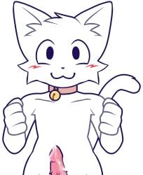 animal_genitalia animal_genitalia_on_humanoid animal_penis anthro barbed_penis bell_collar blush_lines boykisser boykisser_(meme) cat collar collarbone cum cum_drip cum_on_penis feline feline_genitalia feline_penis femboy feminine_male furry furry_male furry_only happy humanoid looking_at_viewer raised_tail self_upload smile smiling smiling_at_viewer submissive submissive_male white_body white_fur zuzucat