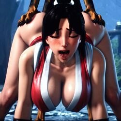 ai_generated big_breasts brown_hair doggy_style fatal_fury huge_ass interspecies mai_shiranui ponytail snk street_fighter street_fighter_6 zoophilia