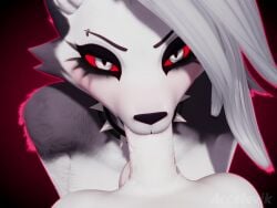 3d 3d_animation 4:3 aak_(arknights) accelevik animated anthro anthro_penetrated arknights bodily_fluids canid canid_demon canine close-up closed_eyes cum cum_in_mouth cum_inside cum_on_face cumshot deep_throat demon digital_media_(artwork) duo ejaculation eyebrow_piercing facial_piercing fellatio female female_penetrated fur furry genital_fluids genitals grey_eyes hair happy hellhound helluva_boss huge_filesize hypergryph licking longer_than_2_minutes longer_than_one_minute looking_at_viewer loona_(helluva_boss) male male/female male_penetrating male_penetrating_female mammal mythological_canine mythological_creature mythology oral oral_penetration orgasm partial_male penetration penile penile_penetration penis penis_in_mouth penis_lick penis_on_face piercing pov red_eyes sex short_playtime sound studio_montagne tagme teeth tongue valorlynz_(modeler) video white_body white_fur white_hair