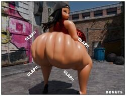 1girls 3d 3d_render alley alleyway artist_name ass ass_clapping big_ass black_hair black_high_heels cap case8001 character_request clap_(sound_effect) clapping_cheeks dat_ass female ghetto hat heels hi_res high_heels huge_ass looking_back motion_blur no_panties no_pants oc original original_character pantless red_topwear rippling_ass shaking_ass solo solo_female topwear twerking twitter_link unknown_character wobbling_ass yellow_eyes
