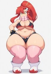 ai_generated big_breasts boots bottom_heavy gvukub pink_socks socks socks_and_boots tengen_toppa_gurren_lagann thick_thighs thigh_socks thighhighs wide_hips yoko_littner