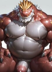 1boy ai_generated bara barazoku bigpenis chubby cum drvlar gay male_focus male_only muscular muscular_male penis pokemon pokemon_(species) solo solo_male tyrantrum