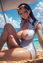 ai_generated big_ass big_breasts bomboclatt bomboclatt3000 cum dih erect futa_only futanari gyatt naked nico_robin nude oiled_skin one_piece shiny_skin thick_thighs we_all_gooning_to_ts