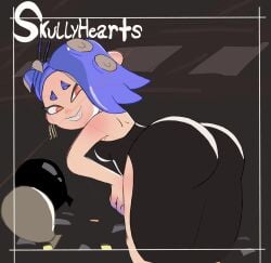 1girls 2025 2d 2d_(artwork) ass black_dress blue_hair bubble_butt dress female jpeg jpg nintendo nintendo_switch red_eyes shiver_(splatoon) skullyhearts solo solo_female splatoon splatoon_(series) splatoon_3 tagme