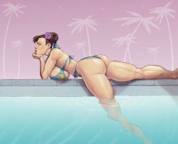 1girls big_ass big_breasts bikini capcom chun-li devil_hs female female_only highres huge_breasts large_ass large_breasts pool poolside solo street_fighter street_fighter_6 tagme thick_thighs toned_female