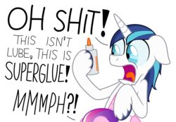 2015 english_text equine fellatio female friendship_is_magic glue horn male mammal my_little_pony non-anthro oral out_of_frame princess_cadance_(mlp) sex shining_armor_(mlp) stuck_together text unicorn zutheskunk