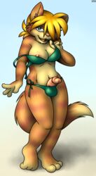 1futa 2015 3_toes anthro blonde_hair bra breasts clothing dickgirl feline futanari green_eyes hair intersex mammal nanimoose nel_(nanimoose) nipples penis solo toes underwear