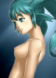 aqua_hair breasts green_eyes green_hair kuro_kuroku nude solty_rei solty_revant