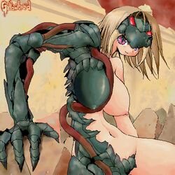 blonde_hair fangs first_porn_of_franchise huge_breasts lowres magic_the_gathering monster_girl navel nude pink_eyes red_eyes scales smile yone88