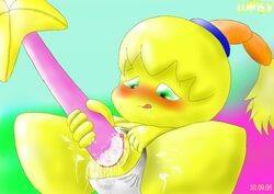 2006 blonde_hair curby fumu_(kirby) green_eyes kirby:_right_back_at_ya! kirby_(series) masturbation nintendo pussy tagme tiff_(kirby) yellow_skin