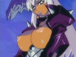 angel_blade anime_screencap breasts cap dark_skin head_wings monster_girl nailkaiser nipple_piercing nipples ova piercing screencap screenshot white_hair