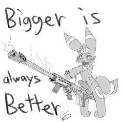 1boy abs anthro balls black_and_white blush collar cum eeveelution erection fur gun humanoid_penis keron low_res male male_only markings monochrome muscular nintendo nude pecs penis pokemon pokemon_(species) pvt._keron ranged_weapon solo umbreon video_games weapon