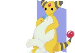 ampharos anthro balls belly big_balls big_penis blush bodily_fluids bovid caprine food foreskin game_freak generation_2_pokemon genital_fluids genitals half-erect hi_res male mammal nintendo nude penis pokemon pokemon_(species) popsicle precum sheep slightly_chubby solo surprised_expression sweat twerpishimp