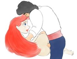 ariel black_hair blue_eyes disney moistythirst penetration penis prince_eric red_hair rough_sketch the_little_mermaid vaginal_penetration white_background