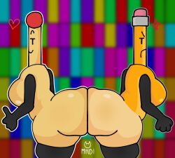 2girls ass ass_focus background battle_for_dream_island battle_for_dream_island_again bfdi bfdia breasts females females_only girls girls_only match_(bfdi) mindi_134 object_show object_shows pencil_(bfdi)