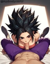 blowjob blowjob_face caulifla dragon_ball dragon_ball_super dragon_ball_z female pov pov_eye_contact