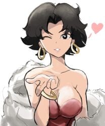 anime_style betty_boop blowing_kiss cleavage hoop_earrings large_breasts rakeemspoon red_dress