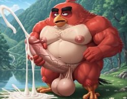 1boy 1male ai_generated angry_birds anthro balls big_balls big_muscles big_nipples big_penis big_testicles bird booster_rex chubby chubby_anthro chubby_male cum cumming cumshot daddy erect_penis erection forest furry furry_male gay huge_balls huge_cock huge_muscles huge_nipples huge_testicles male male_only masturbating masturbation muscles muscular muscular_anthro muscular_male nipples penis red_(angry_birds) red_body red_feathers red_skin testicles thick_eyebrows tree two_tone_body white_belly white_feathers