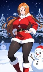 1girls ai_generated bleach christmas christmas_outfit inoue_orihime solo