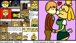 ... 1boy 1boy1girl 1girls clothed collaboration comic comic_page commission furry imminent_sex isabelle_(animal_crossing) kissing part_1 surrealcock upskirt villager_(animal_crossing) wholesome