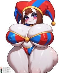 1female 1girls ai_generated artist_name big_ass big_breasts big_butt bra brown_hair deviantart deviantart_link deviantart_logo deviantart_username fat fat_ass fat_breasts fat_butt fat_female fat_girl fat_thighs fat_tits female female_only huge_ass huge_breasts huge_butt huge_thighs jester jester_hat patreon_logo patreon_username pomni pomni_(the_amazing_digital_circus) rocksolidart semi_nude the_amazing_digital_circus thong twitter_logo twitter_username white_background white_body white_skin white_skinned_female