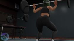 1futa 1girls 3d 3d_animation animated athletic athletic_female fit_female green_eyes green_hair gym gym_clothes gym_clothing leggings oc original_character sports_bra sportswear squats su(thaciusblack) tagme thaciusblack video weight weightlifting