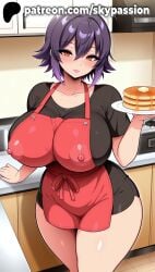 1girls 2025 ai_assisted ai_generated anime apron areolae_visible_through_clothing artist_name blush braless breasts bust chest cleavage clothed_female collarbone covered_nipples curry curvy dish female female_focus female_only food ghost_in_the_shell ghost_in_the_shell_stand_alone_complex giant_breasts heavy_breasts hi_res high_quality high_resolution highres holding_plate huge_boobs huge_breasts indoors kitchen kusanagi_motoko looking_at_viewer massive_boobs massive_breasts mature_female mole mug nipples_visible_through_clothing no_bra pancake patreon patreon_username pie plate purple_hair red_apron short_hair skypassion smile solo stable_diffusion table thick_thighs thighs tray waitress watermark