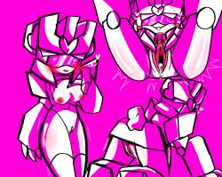 1girls areolae bear_ears captain_tokki exposed_breasts exposed_pussy female female_only lipstick nipples oc original_character pink_eyes pussy robot robot_girl robot_humanoid spread_pussy tagme tokki_meki transformers visor