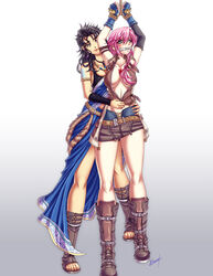 2girls arms_up bondage breasts eclair_farron female femdom final_fantasy final_fantasy_xiii karosu-maker multiple_girls oerba_yun_fang_(ff_xiii) open_toe_shoes pink_hair undressing unzipped yuri