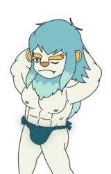 anthro baraknightmare bulge clothing erection feline fundoshi japanese_clothing level-5 lie-in_heart lion looking_at_viewer male male_only mammal manojishi muscular muscular_male pecs solo tagme underwear video_games yo-kai_watch youkai youkai_watch yōkai