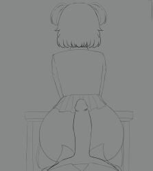 1boy 1girls big_ass big_penis desk doki_doki_literature_club duo female female_focus gabrielvizari male natsuki_(doki_doki_literature_club) pov school_uniform short_skirt sketch