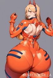 ai_generated asuka_langley_sohryu chainsaw_man cosplay neon_genesis_evangelion nsfw plugsuit power_(chainsaw_man) purplegorilla