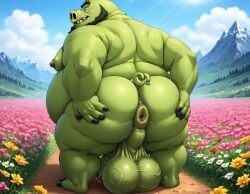 1boy 1male ai_generated angry_birds anthro anus anus_focus ass ass ass_focus balls beard big_balls big_muscles big_nipples big_penis big_testicles black_beard booster_rex butt_focus chubby chubby_anthro chubby_male daddy day erect_penis erection excessive_cum flower from_behind furry furry_male gay green_body green_skin huge_balls huge_cock huge_muscles huge_nipples huge_testicles king_leonard looking_at_viewer male male_only muscles muscular muscular_anthro muscular_male nipples penis pig pig_tail presenting presenting_anus presenting_ass presenting_butt sky tail testicles thick_eyebrows