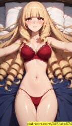 ai_generated ai_sluts blonde_hair blush curly_hair cute incoming_hug kage_no_jitsuryokusha_ni_naritakute! long_hair rose_oriana sole_female the_eminence_in_shadow underwear