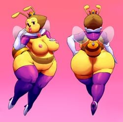 1girls abdomen antennae areola arthropod ass bee big_butt big_lips blush boobs breasts butt chubby crown female female_only half-closed_eyes high_heels honey_queen insects jewelry large_breasts legwear mario_(series) nintendo outta_sync purple_eyes queen_bee solo solo_female stinger super_mario_galaxy thick_thighs tits wide_hips