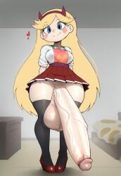 ai_generated ass balls ballsack big_ass big_balls big_breasts big_penis blonde_female blonde_hair blue_eyes blush blush_stickers breasts dress futanari glossy headband headwear heels hi_res high_resolution highres horned_headwear huge_balls huge_cock hyper_penis large_penis light-skinned_futanari light_skin long_hair long_penis looking_at_viewer medium_breasts numbleg penis pleated_skirt red_dres red_heels shiny_skin shirt skirt smile smug solo solo_futa star_butterfly star_vs_the_forces_of_evil thick_penis thick_thighs thighhighs veiny_penis white_shirt wide_hips