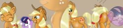 2015 anus applejack_(mlp) ass audax blonde_hair bubble bubble_gum closed_eyes color cutie_mark duo earth_pony equine fart fart_bubble female feral freckles friendship_is_magic green_eyes hair headgear hi_res horn horse long_hair mammal my_little_pony pony pussy vore